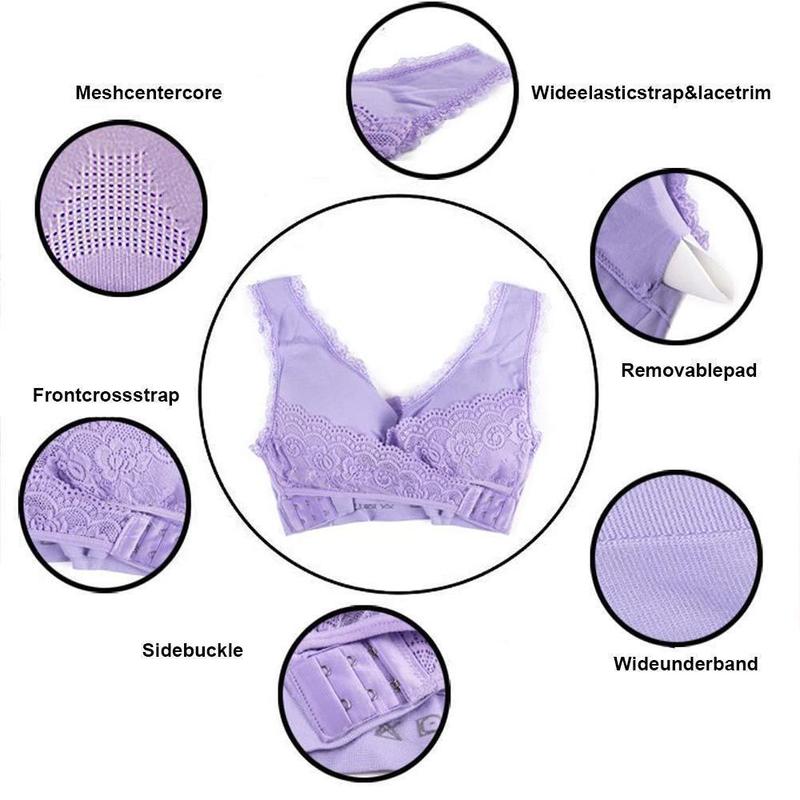 Bezdrátová přední křížová přezka s krajkou Lift Bra - Obrázek 2