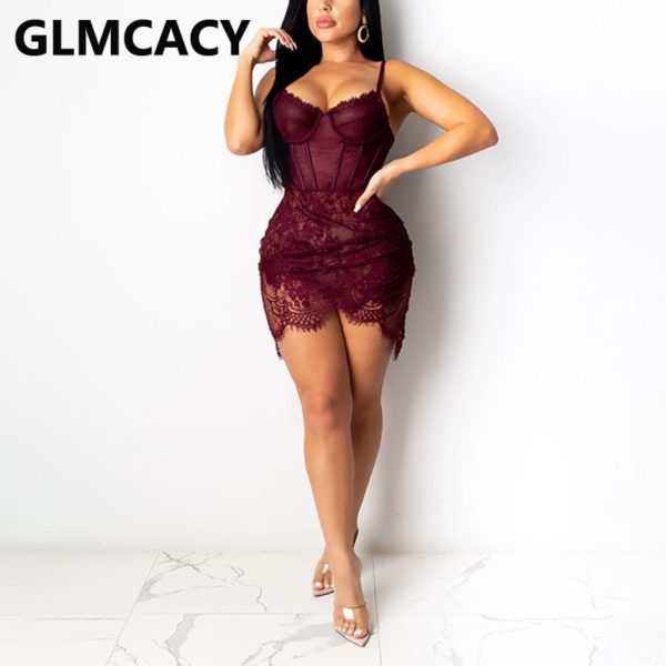 Řasa krajkový živůtek průsvitné síťované šaty - Obrázek 3