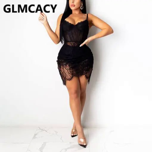 Řasa krajkový živůtek průsvitné síťované šaty